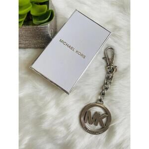 Michael Kors Silver MK Logo Keychain with Box